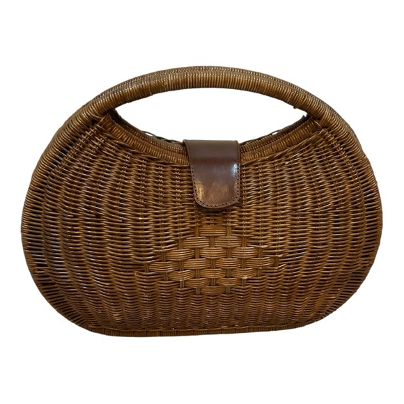 H&M Handbags - H&M Women’s Retro Look Bright Brown Wicker Rattan Purse Handbag
